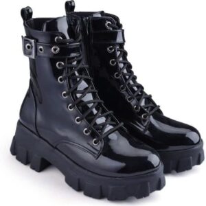 Half Boot Winter Women Shiny Black - Sizes